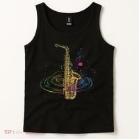 Sax Player Gift Idea Saxophonist Music Notes Saxophone Tank Top thumb 2