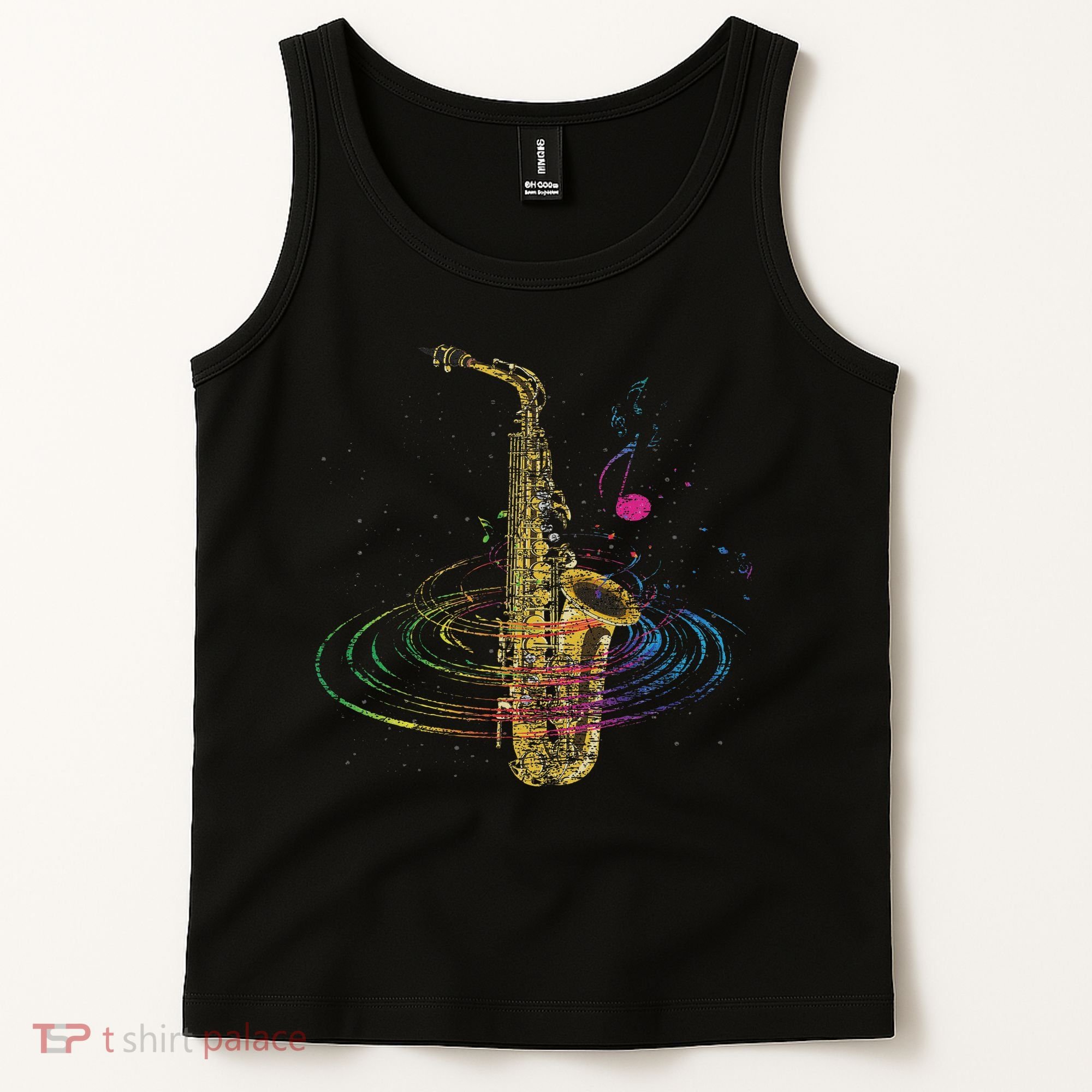 Sax Player Gift Idea Saxophonist Music Notes Saxophone Tank Top