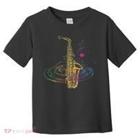 Sax Player Gift Idea Saxophonist Music Notes Saxophone Toddler T-Shirt thumb 0