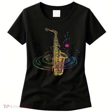 Sax Player Gift Idea Saxophonist Music Notes Saxophone Women's T-Shirt