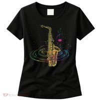 Sax Player Gift Idea Saxophonist Music Notes Saxophone Women's T-Shirt thumb 0