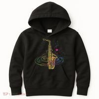 Sax Player Gift Idea Saxophonist Music Notes Saxophone Kids Hoodie thumb 0