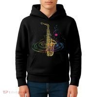 Sax Player Gift Idea Saxophonist Music Notes Saxophone Kids Hoodie thumb 4