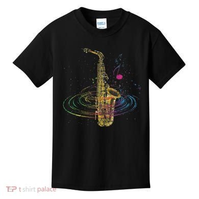 Sax Player Gift Idea Saxophonist Music Notes Saxophone Kids T-Shirt