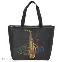 Sax Player Gift Idea Saxophonist Music Notes Saxophone Tote Bag thumb 0