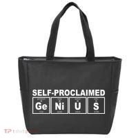 Self Proclaimed Genius Funny Periodic Table Tote Bag thumb 0