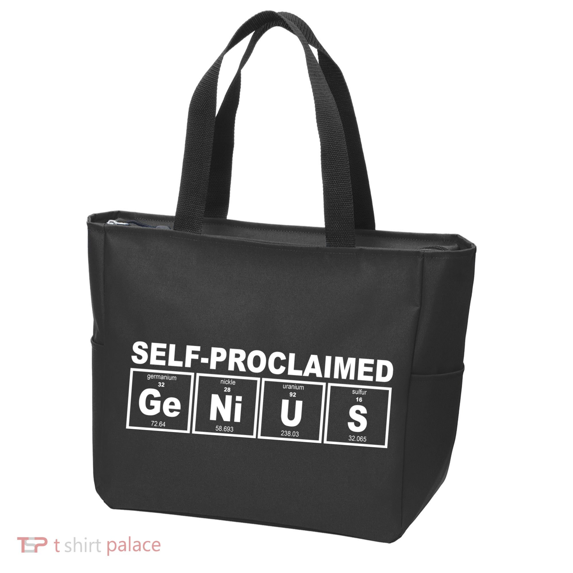 Self Proclaimed Genius Funny Periodic Table Tote Bag
