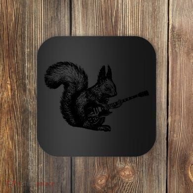 Squirrel Playing Guitar Funny Squirel Guitar Lover Guitar Coaster