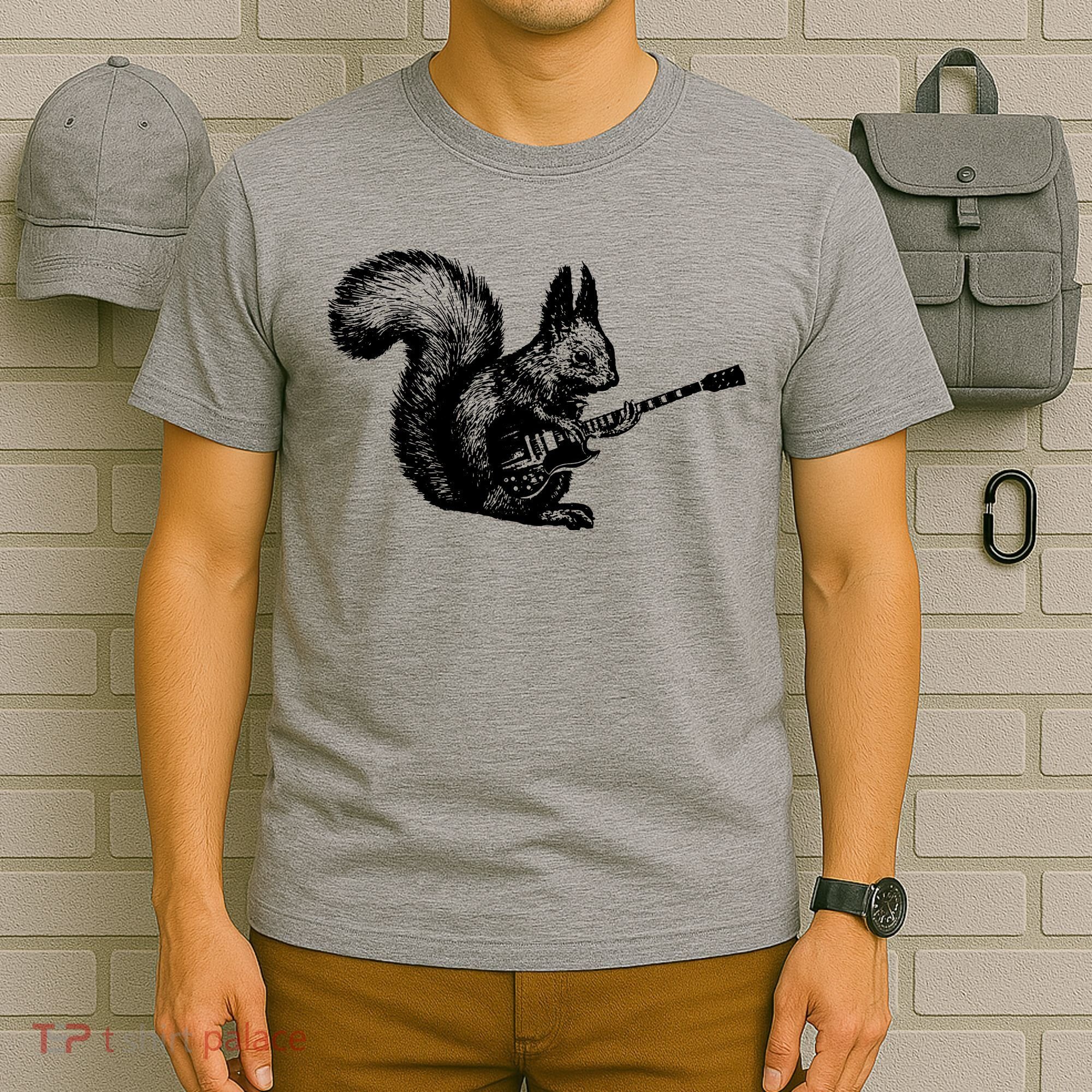 Squirrel Playing Guitar Funny Squirel Guitar Lover Guitar T-Shirt