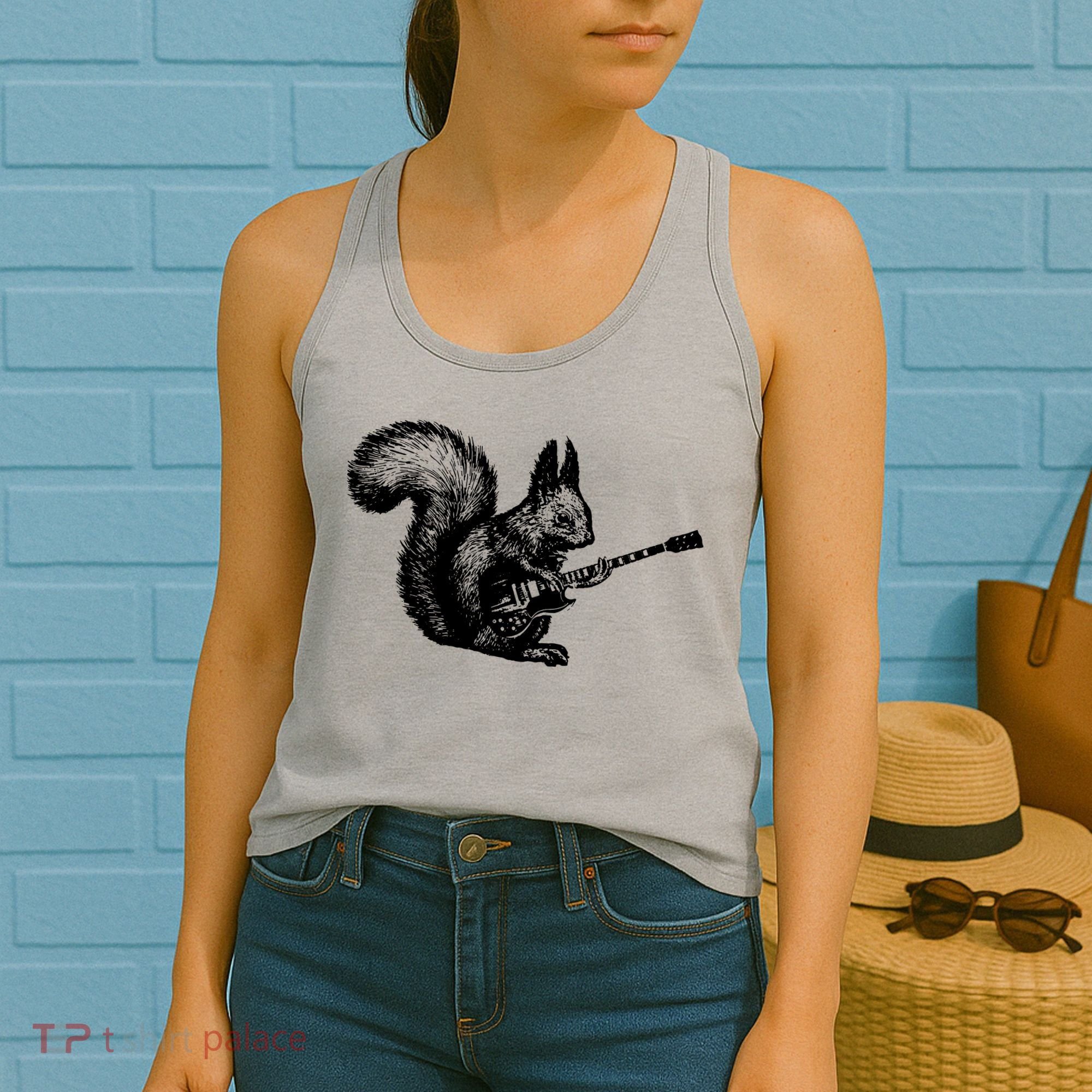 Squirrel Playing Guitar Funny Squirel Guitar Lover Guitar Women's Tank Top