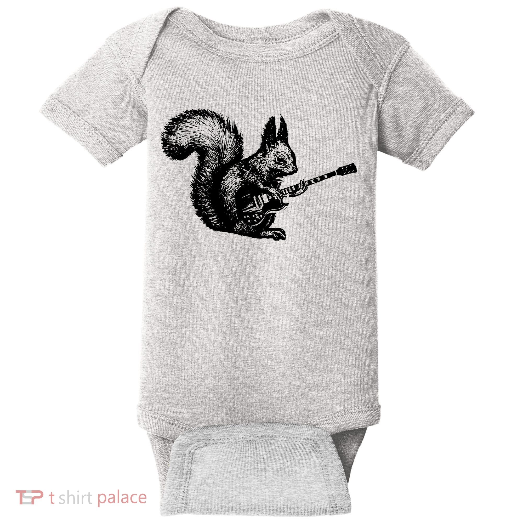 Squirrel Playing Guitar Funny Squirel Guitar Lover Guitar Baby Bodysuit