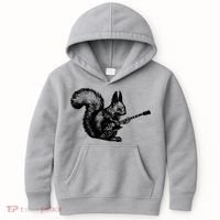 Squirrel Playing Guitar Funny Squirel Guitar Lover Guitar Kids Hoodie thumb 0