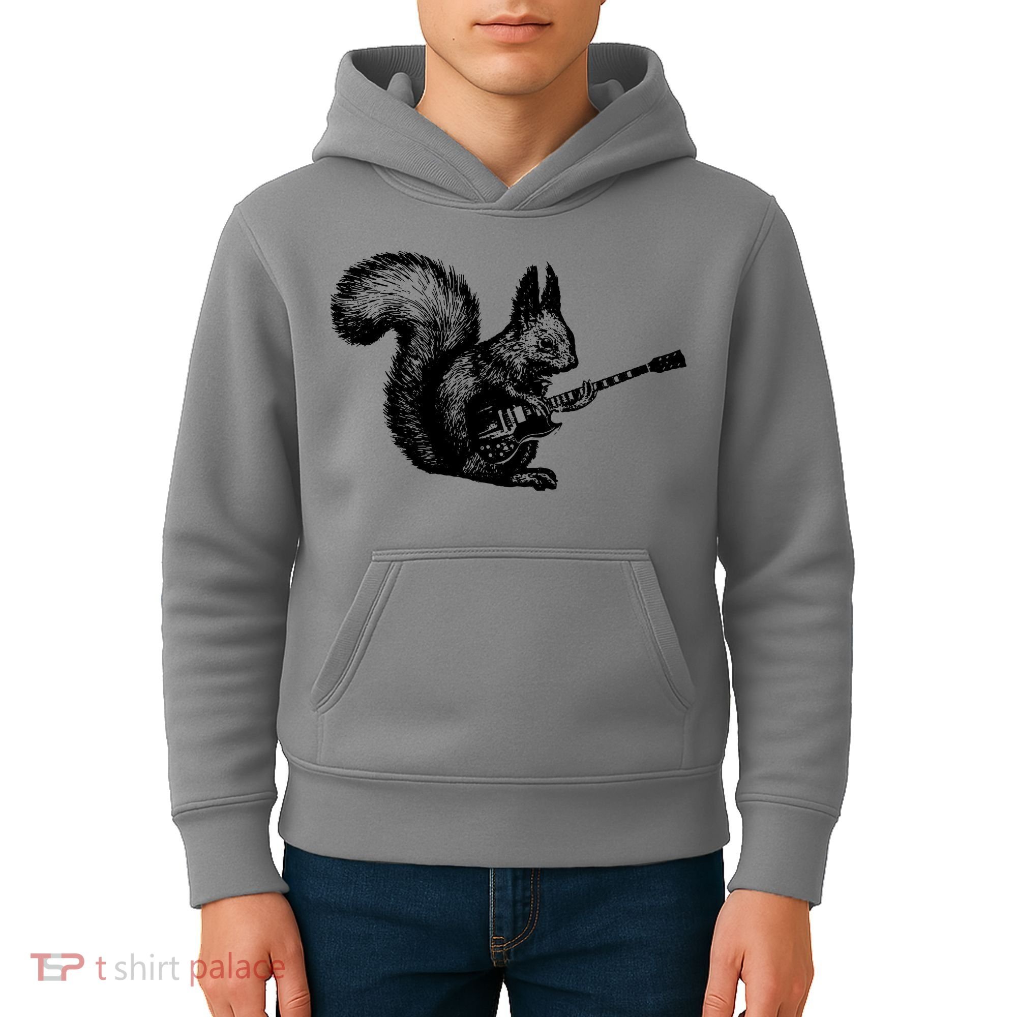 Squirrel Playing Guitar Funny Squirel Guitar Lover Guitar Kids Hoodie