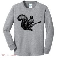 Squirrel Playing Guitar Funny Squirel Guitar Lover Guitar Kids Long Sleeve Shirt thumb 0
