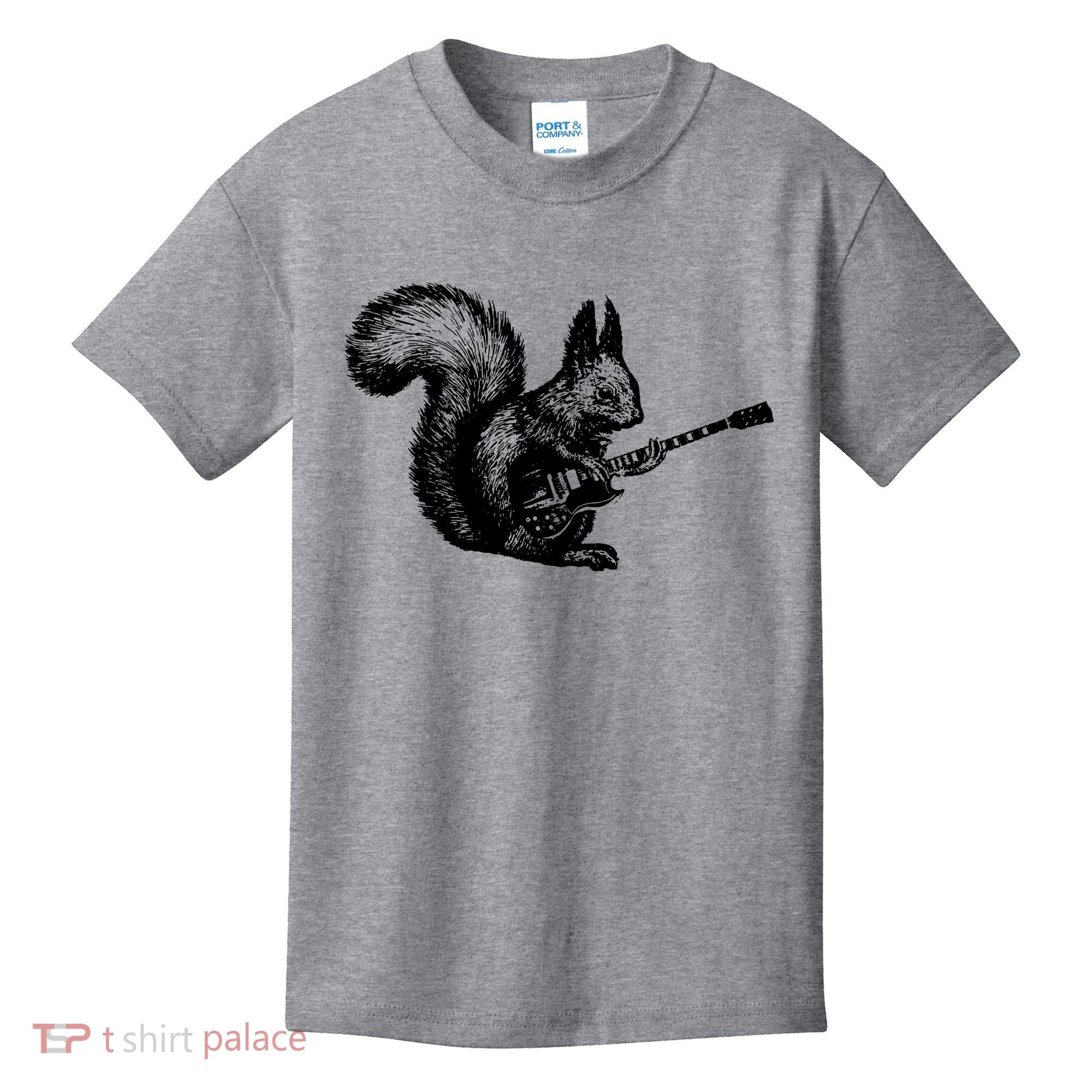 Squirrel Playing Guitar Funny Squirel Guitar Lover Guitar Kids T-Shirt
