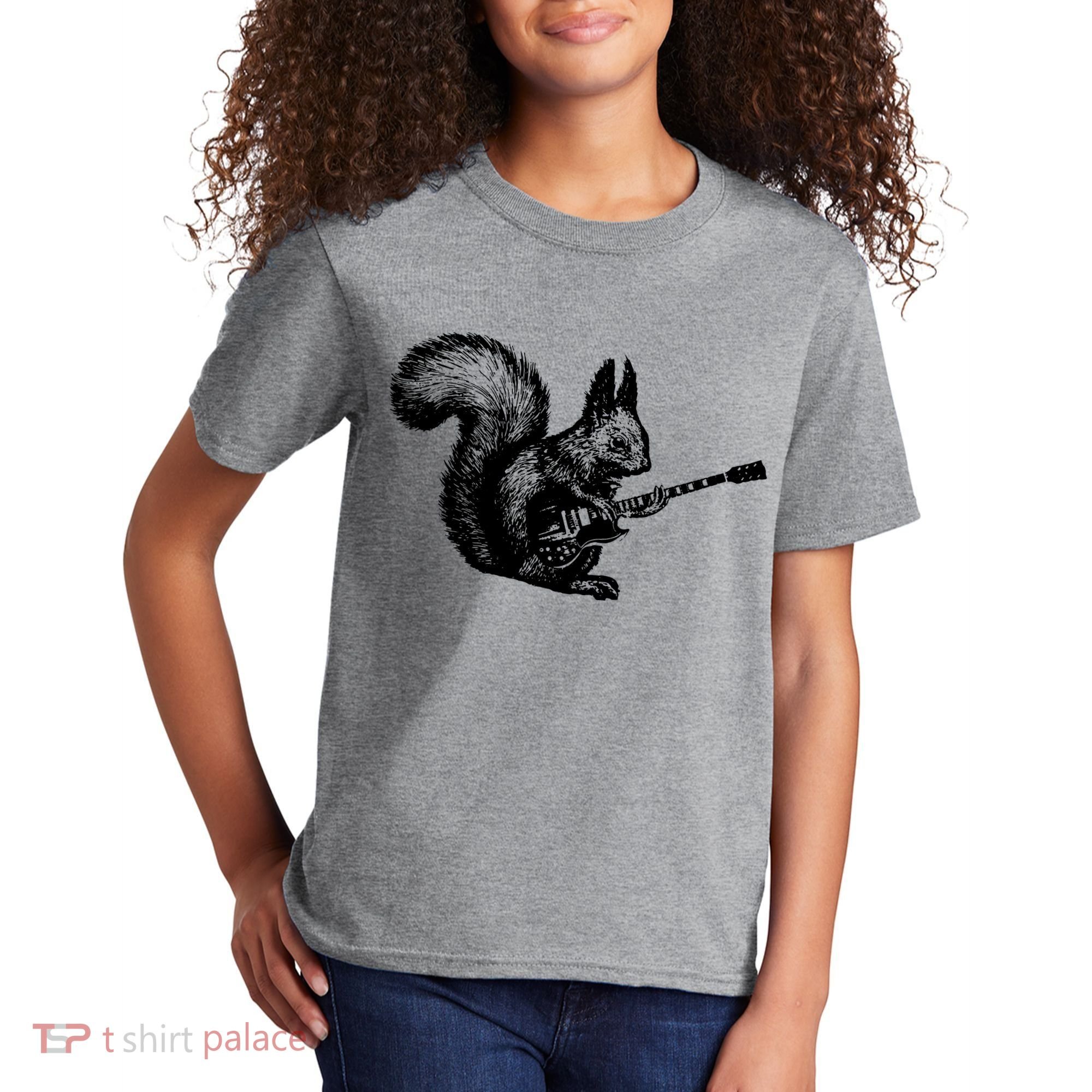 Squirrel Playing Guitar Funny Squirel Guitar Lover Guitar Kids T-Shirt