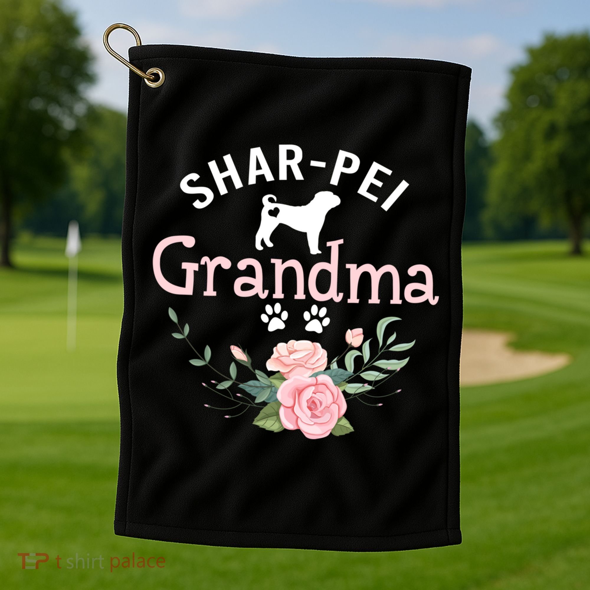 Shar Pei Grandma Funny Gift Mom Cute Dog Lover Christmas Gift Golf Towel