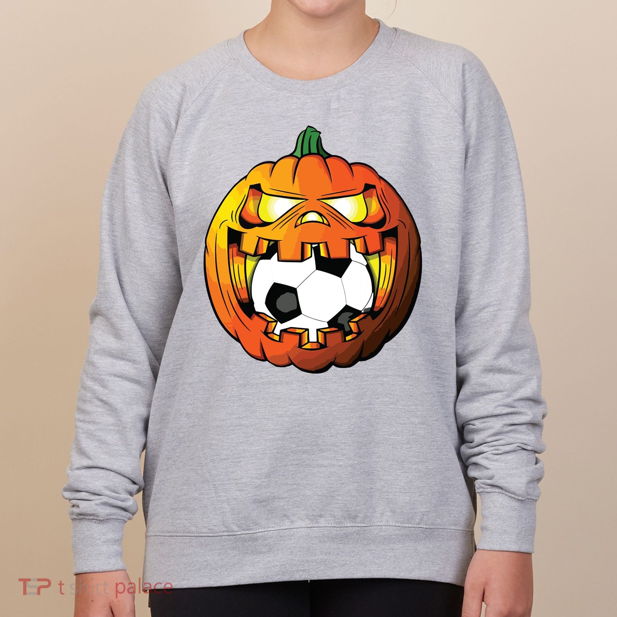 Soccer Player Halloween Pumpkin Skeleton Tees Boy Women's Sweatshirt