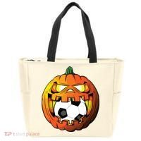 Soccer Player Halloween Pumpkin Skeleton Tees Boy Tote Bag thumb 0