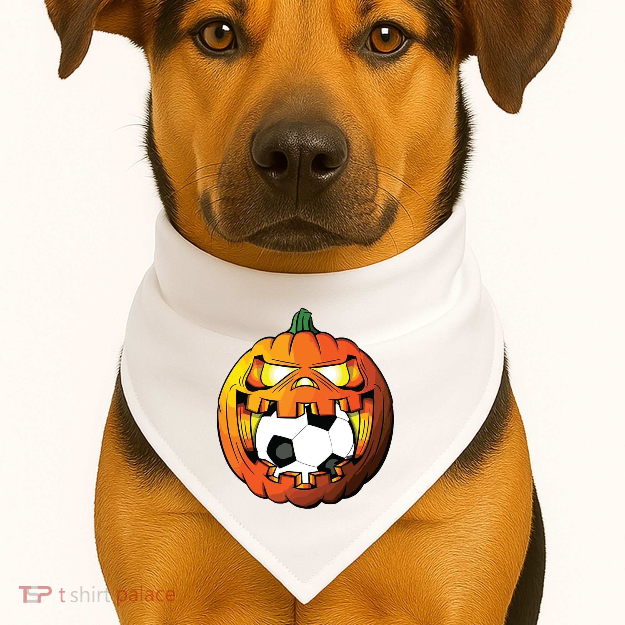 Soccer Player Halloween Pumpkin Skeleton Tees Boy USA-Made Doggie Bandana