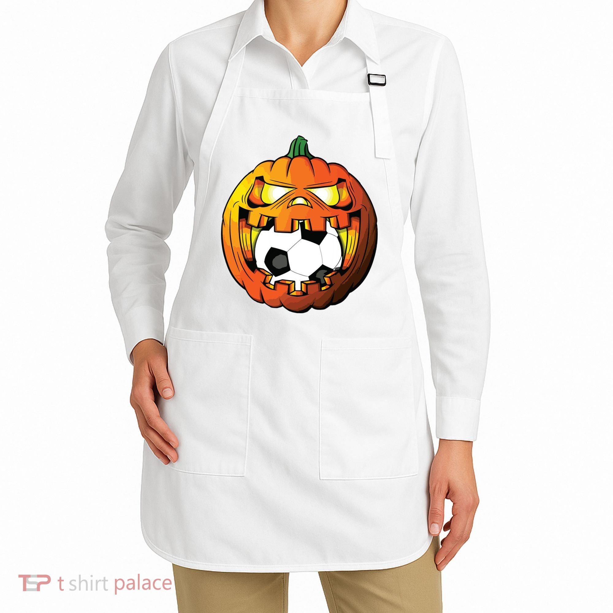 Soccer Player Halloween Pumpkin Skeleton Tees Boy Apron