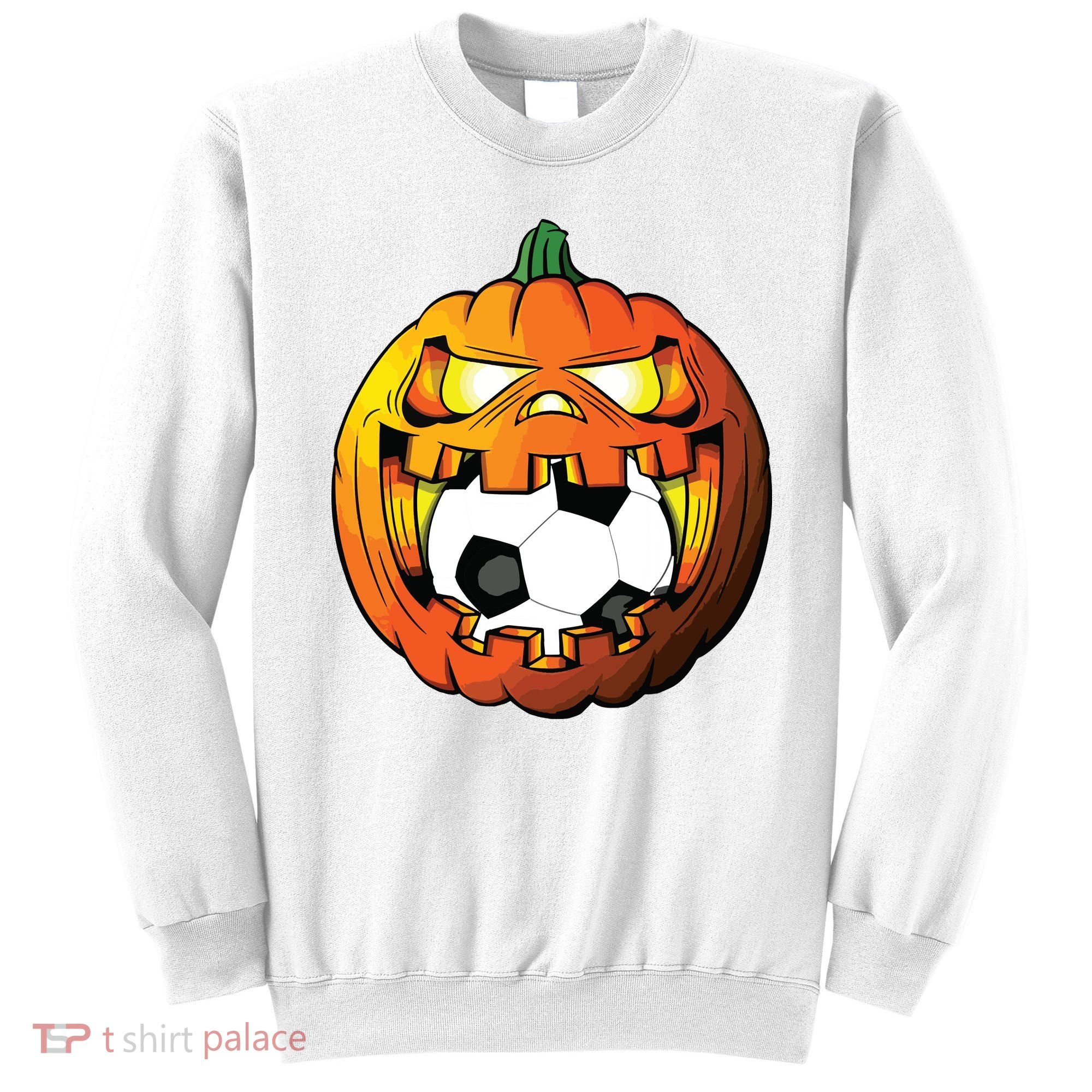 Soccer Player Halloween Pumpkin Skeleton Tees Boy Sweatshirt
