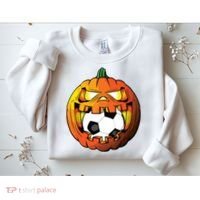 Soccer Player Halloween Pumpkin Skeleton Tees Boy Sweatshirt thumb 2