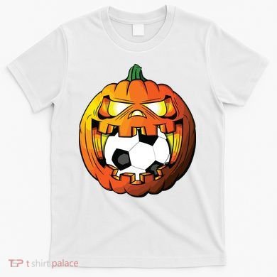Soccer Player Halloween Pumpkin Skeleton Tees Boy T-Shirt