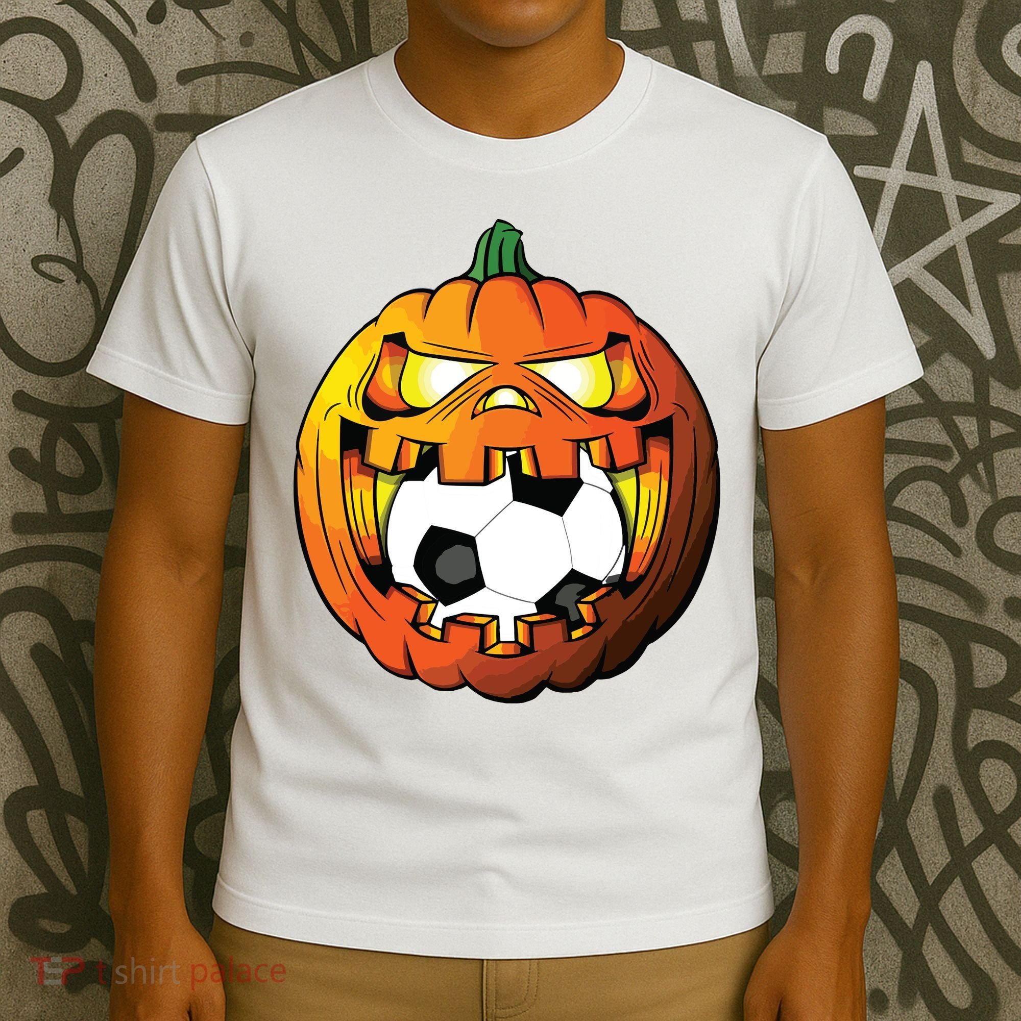 Soccer Player Halloween Pumpkin Skeleton Tees Boy T-Shirt