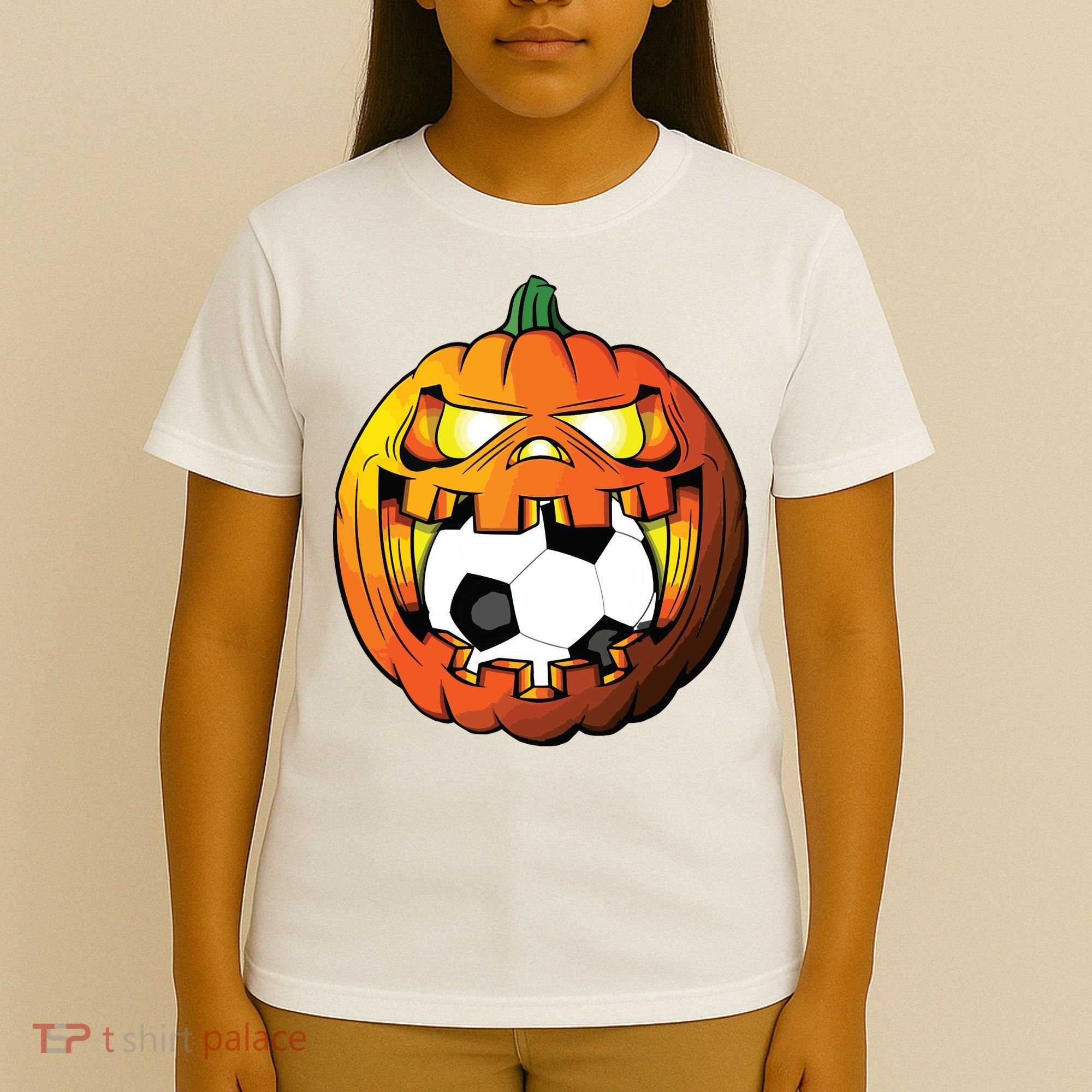 Soccer Player Halloween Pumpkin Skeleton Tees Boy T-Shirt