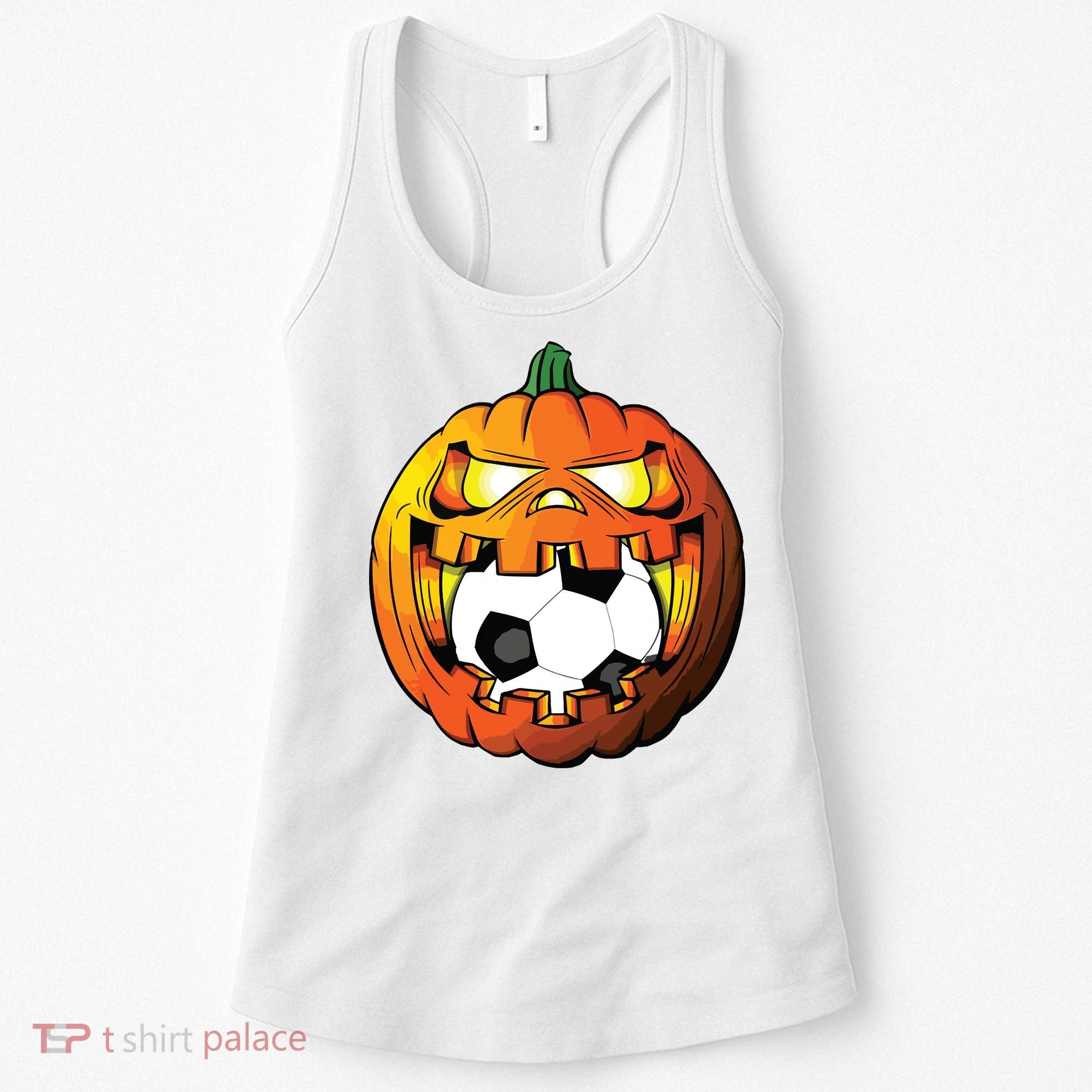 Soccer Player Halloween Pumpkin Skeleton Tees Boy Women's Tank Top