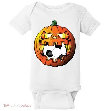 Soccer Player Halloween Pumpkin Skeleton Tees Boy Baby Bodysuit