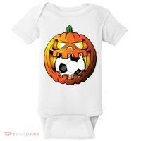 Soccer Player Halloween Pumpkin Skeleton Tees Boy Baby Bodysuit thumb 0