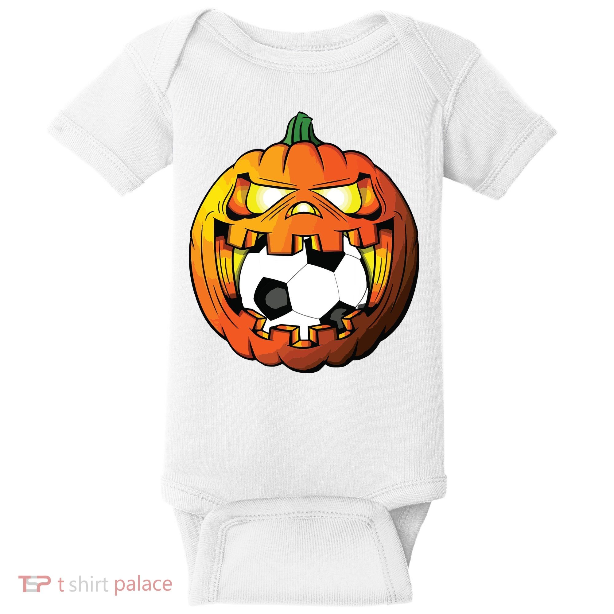 Soccer Player Halloween Pumpkin Skeleton Tees Boy Baby Bodysuit