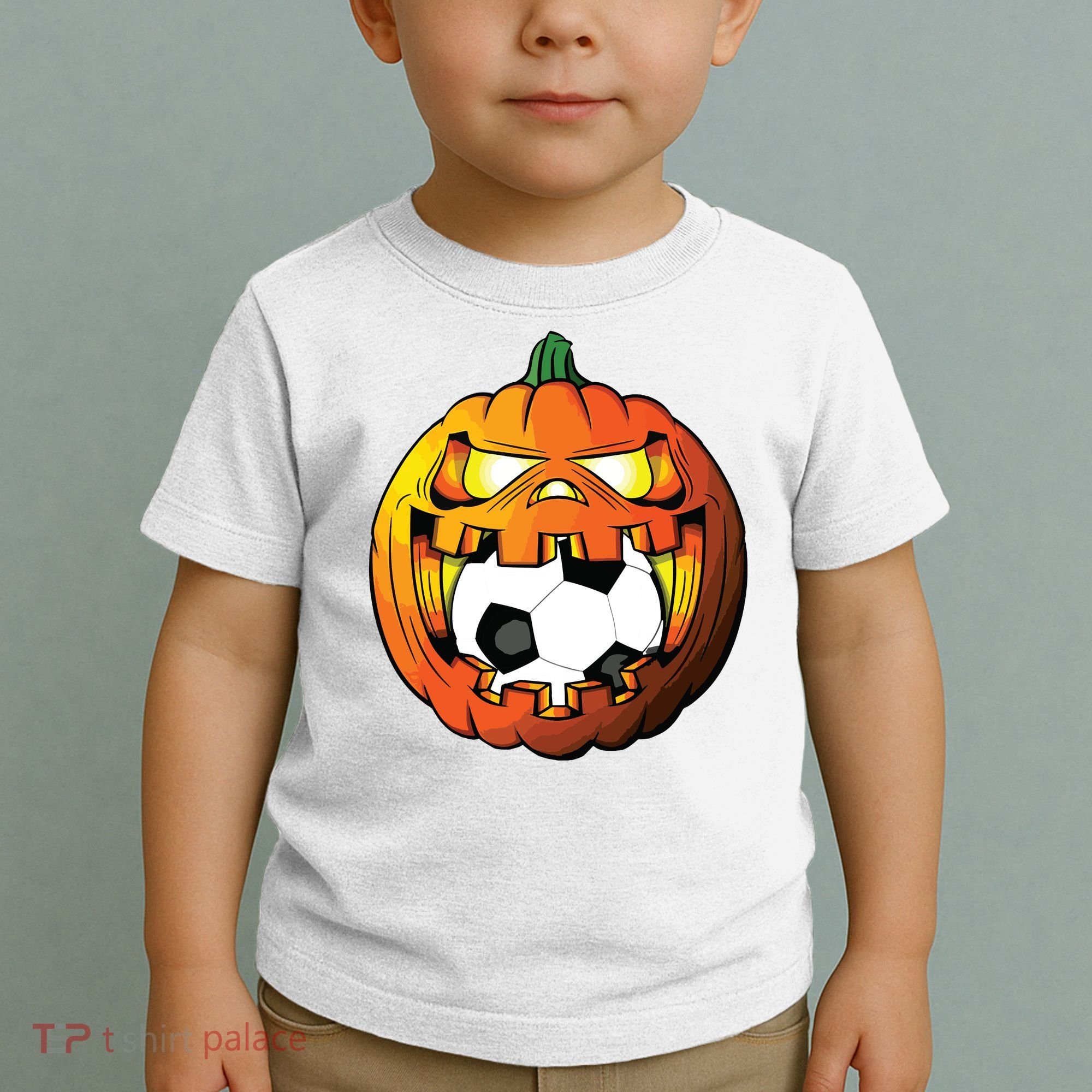Soccer Player Halloween Pumpkin Skeleton Tees Boy Toddler T-Shirt