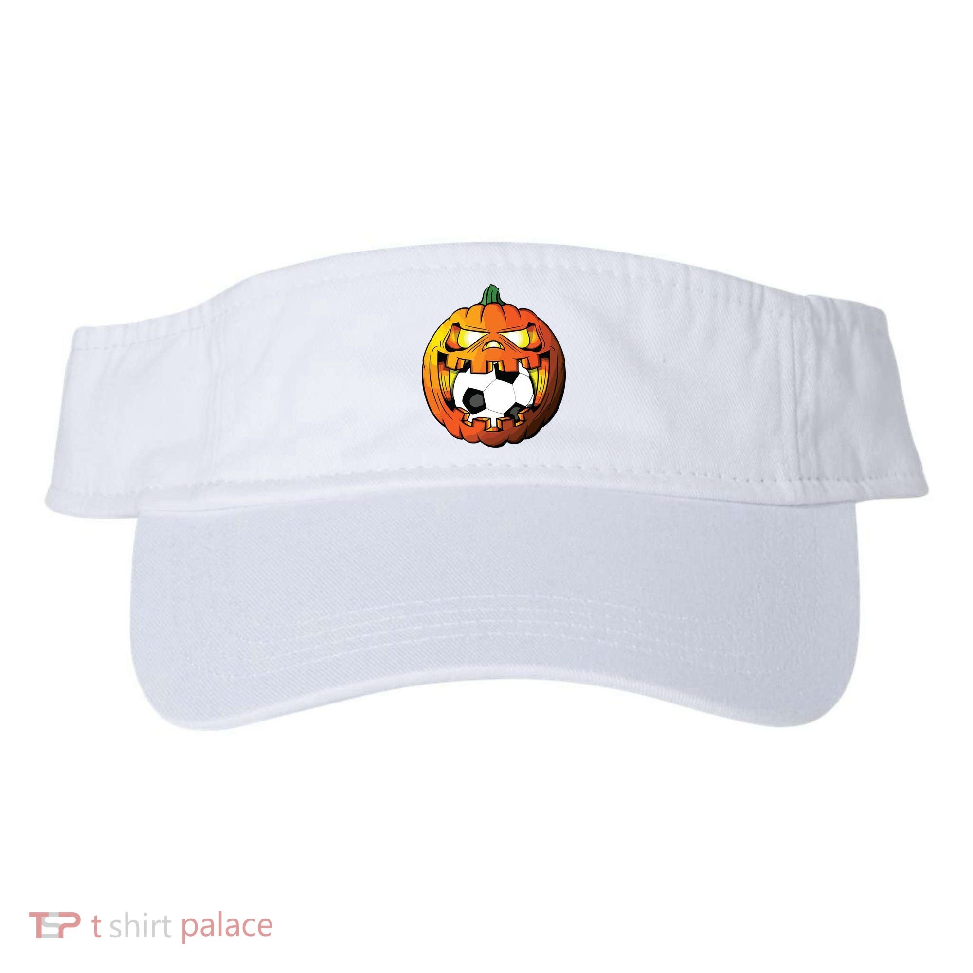 Soccer Player Halloween Pumpkin Skeleton Tees Boy Visor