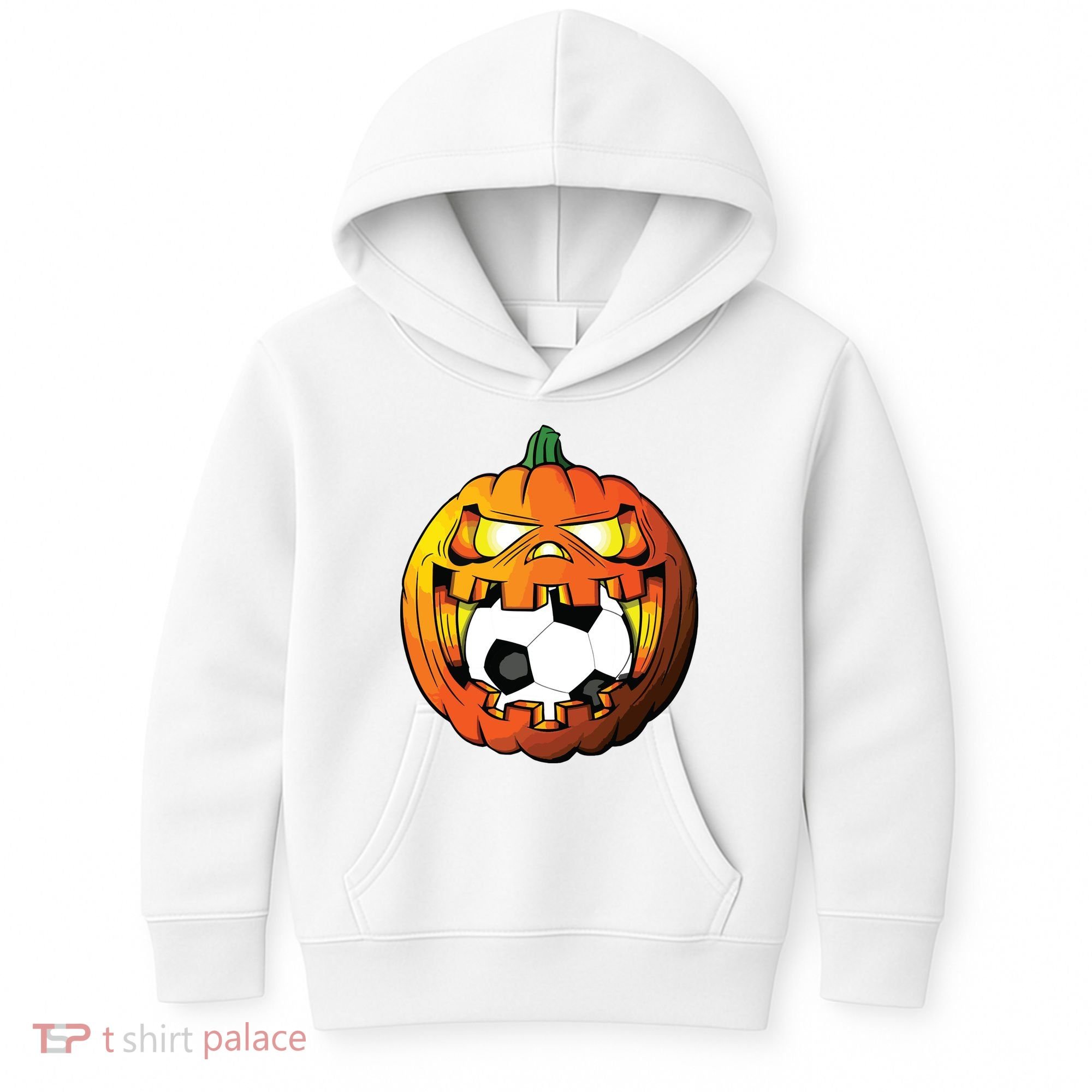 Soccer Player Halloween Pumpkin Skeleton Tees Boy Kids Hoodie