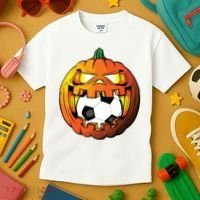 Soccer Player Halloween Pumpkin Skeleton Tees Boy Kids T-Shirt thumb 3