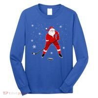Santa Playing Hockey Christmas Gift For Hockey Players Gift Long Sleeve Shirt thumb 0