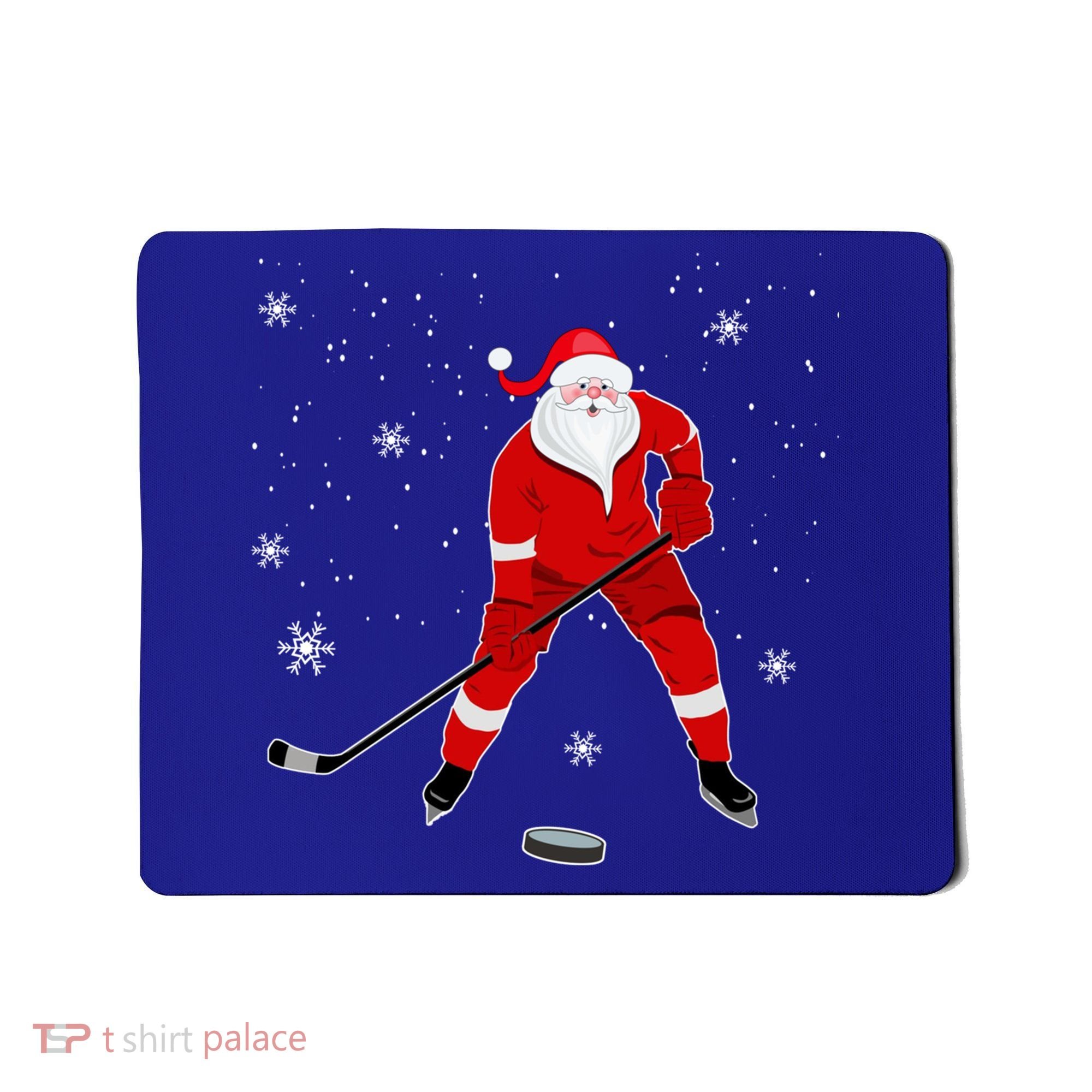 Santa Playing Hockey Christmas Gift For Hockey Players Gift Mousepad