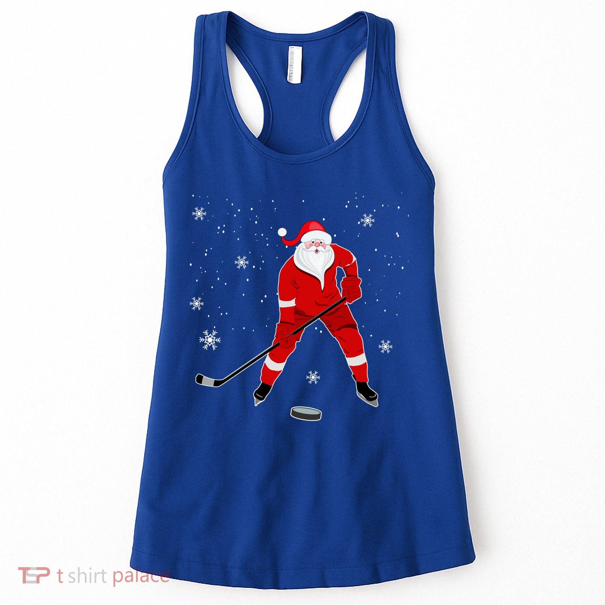 Santa Playing Hockey Christmas Gift For Hockey Players Gift Women's Tank Top