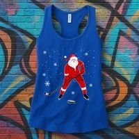 Santa Playing Hockey Christmas Gift For Hockey Players Gift Women's Tank Top thumb 3