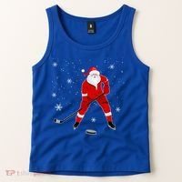 Santa Playing Hockey Christmas Gift For Hockey Players Gift Tank Top thumb 2