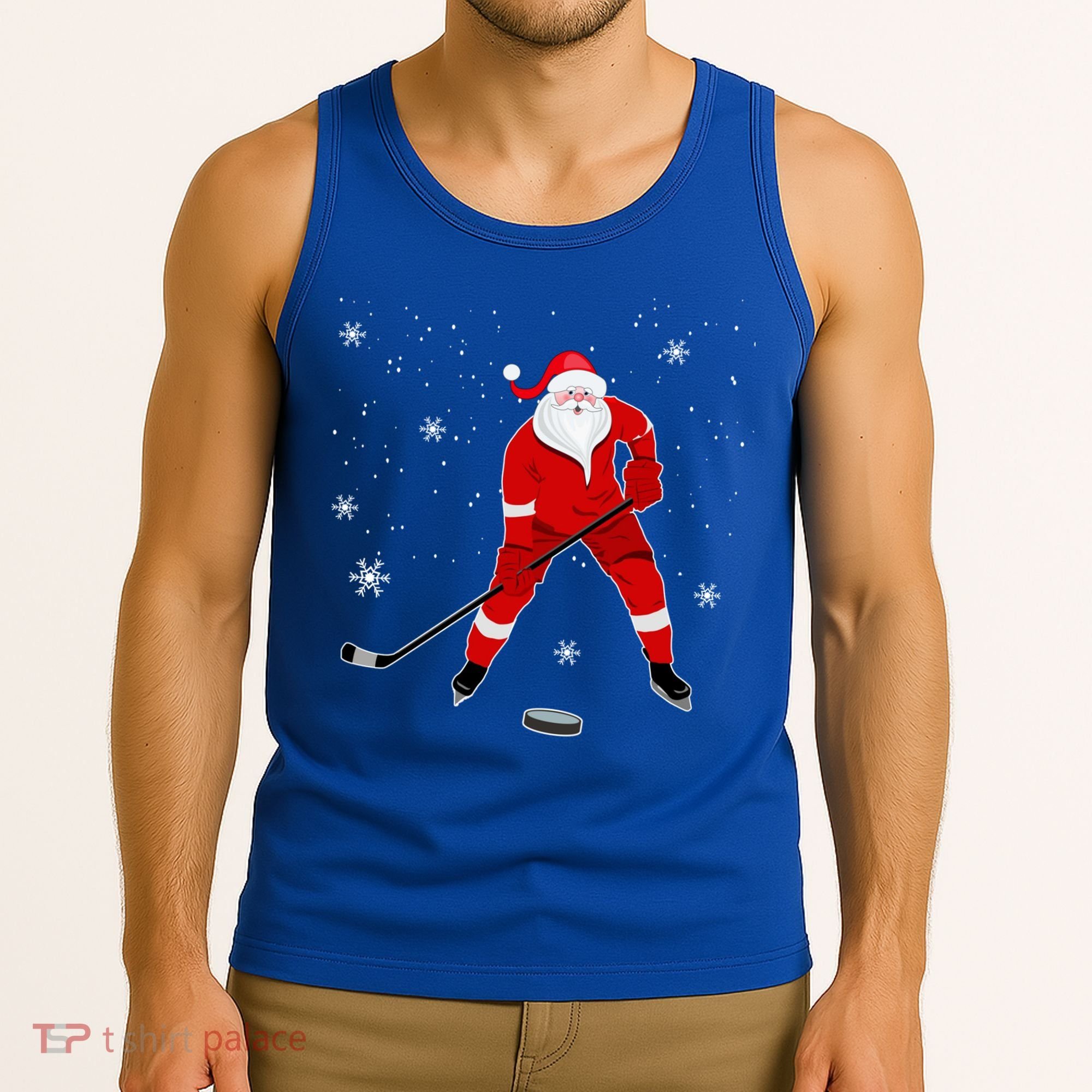 Santa Playing Hockey Christmas Gift For Hockey Players Gift Tank Top