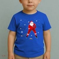 Santa Playing Hockey Christmas Gift For Hockey Players Gift Toddler T-Shirt thumb 2