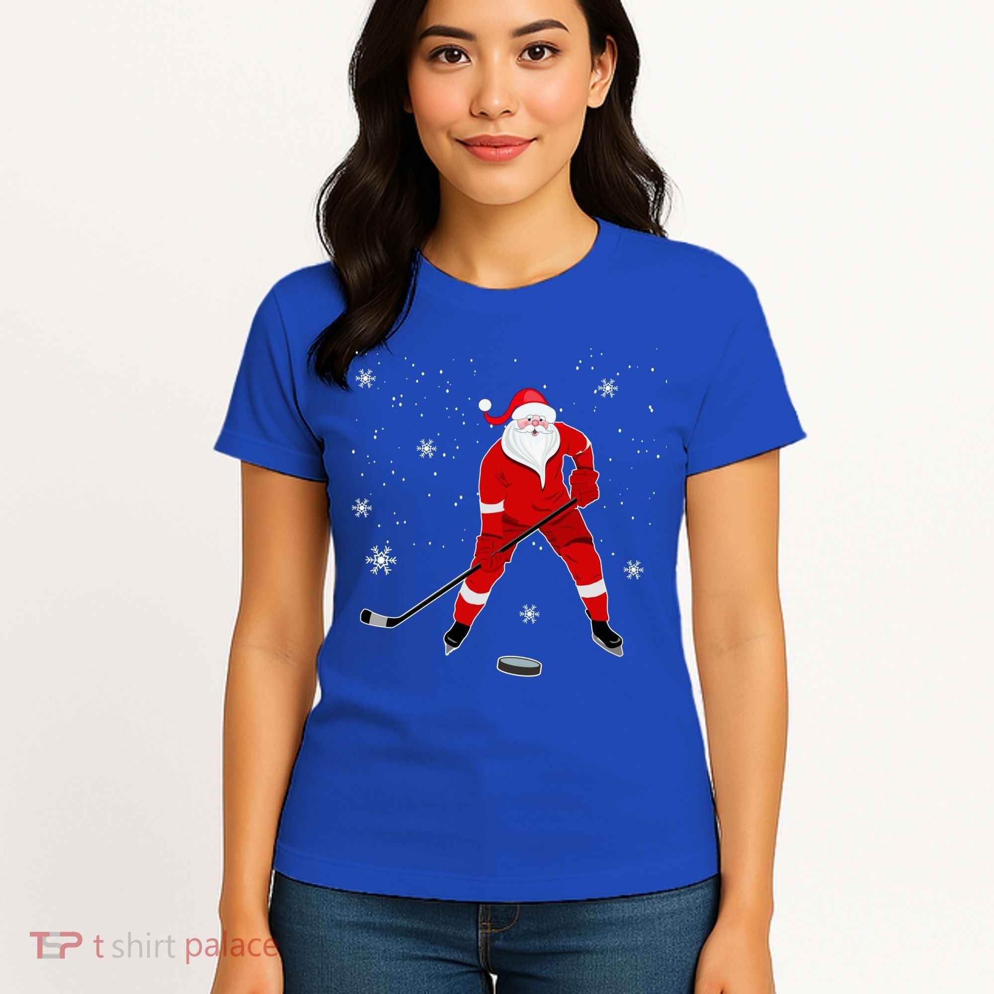 Santa Playing Hockey Christmas Gift For Hockey Players Gift Women's T-Shirt