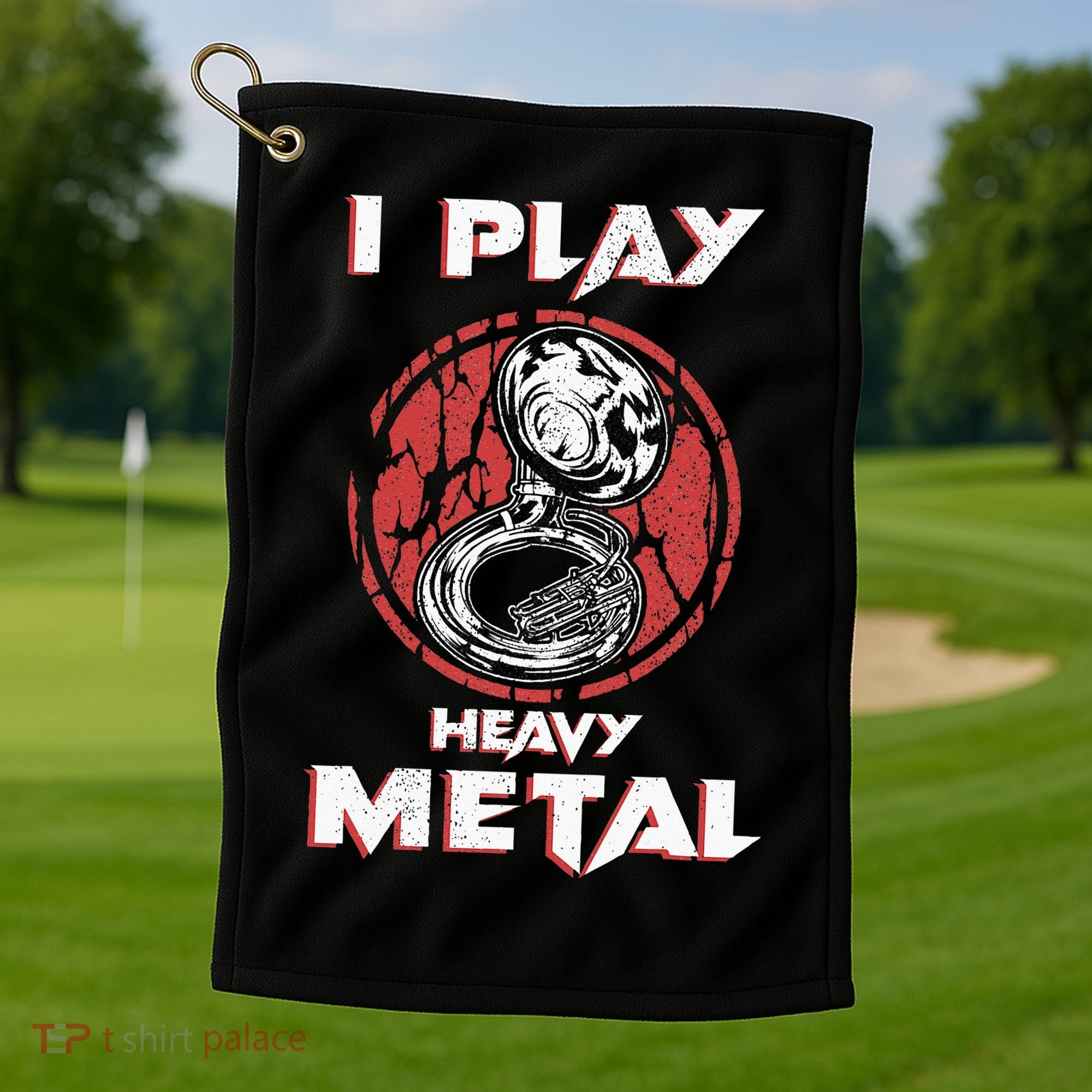 Sousaphone Play Heavy Metal Marching Band Golf Towel