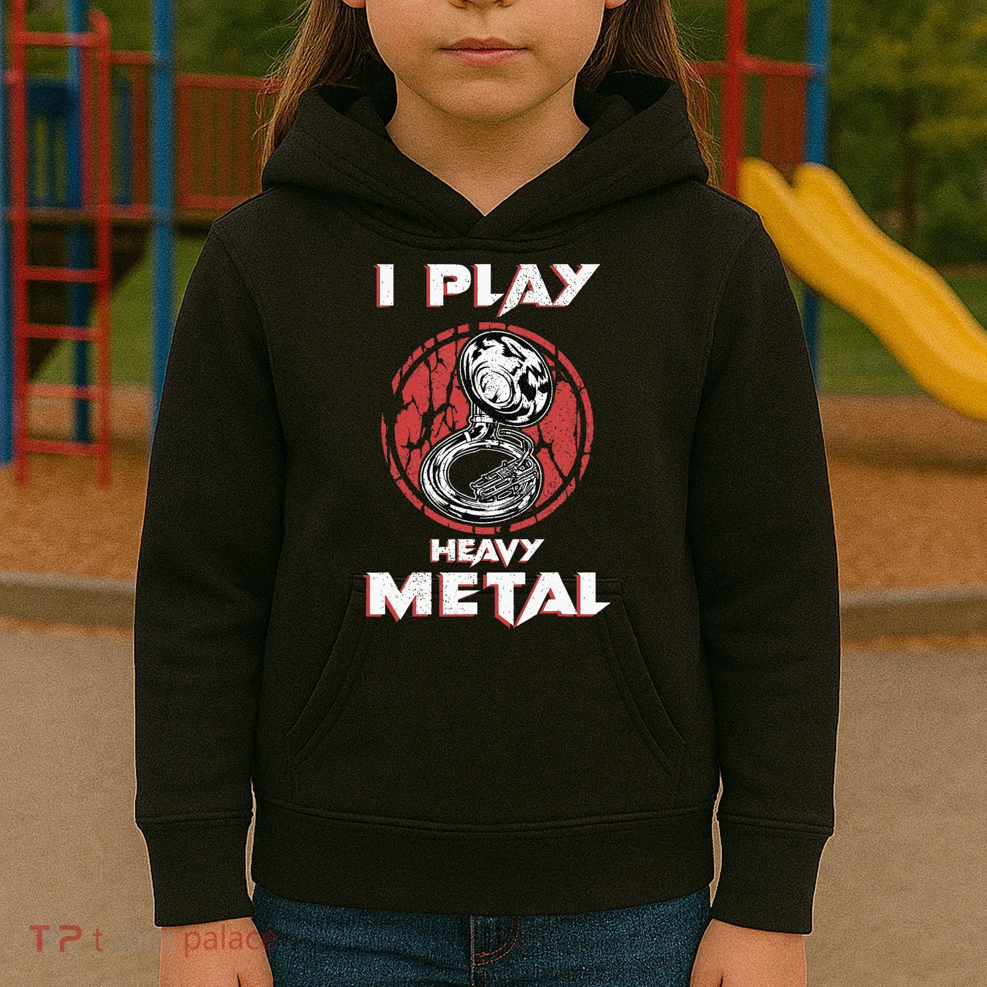 Sousaphone Play Heavy Metal Marching Band Kids Hoodie