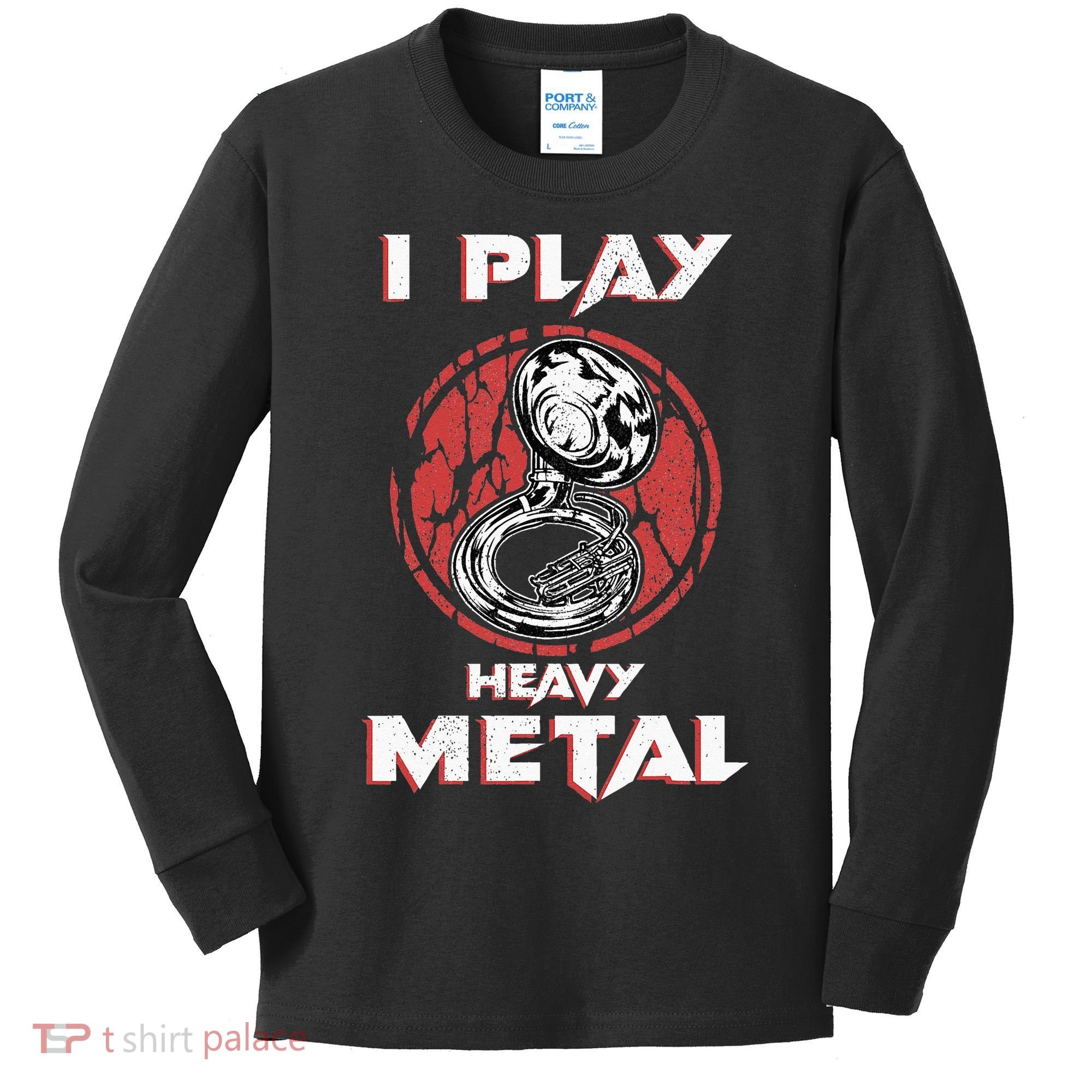 Sousaphone Play Heavy Metal Marching Band Kids Long Sleeve Shirt