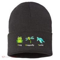 Subtle Political Humor Frog Dragonfly Turtle  Sustainable Knit Beanie thumb 0